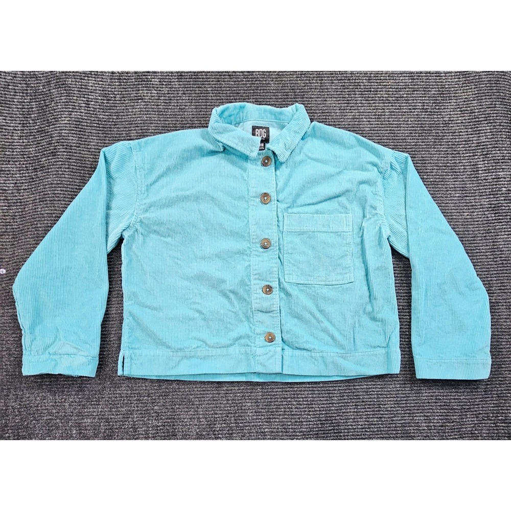 Urban Outfitters BDG Corduroy Jacket Women Medium Teal Blue Chest Pocket Outdoor